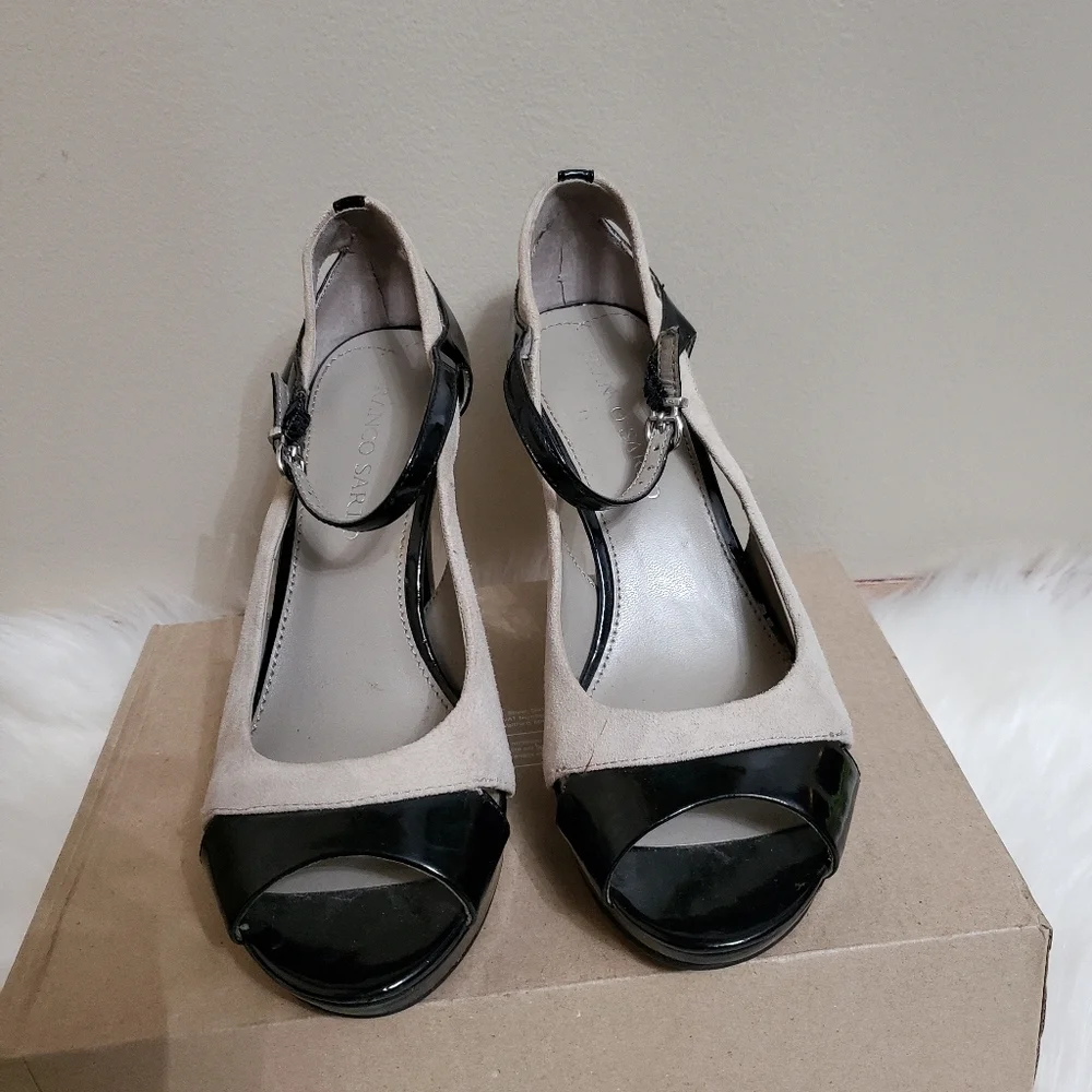 Franco Sarto Peep-Toe Dual Tone Heels size 8M - Picture 6 of 8